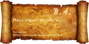 Maczinger Arzén névjegykártya